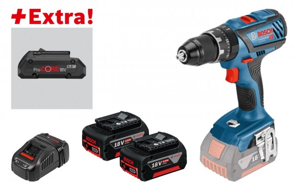 Bosch Trapano-avvitatore con percussione a batteria GSB 18V-28, 2 batterie da 5,0 Ah, batteria ProCORE18V 4.0Ah, L-BOXX - 0615990K7J