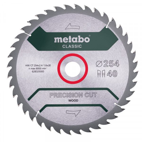 Metabo Sägeblatt "Precision cut wood - Classic", 254x2,4/1,6x30, Z40 WZ 20° - 628325000