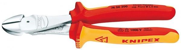Knipex Kracht-zijsnijtang geïsoleerd met meer-componentengrepen, VDE-getest 200 mm - 74 06 200 SB