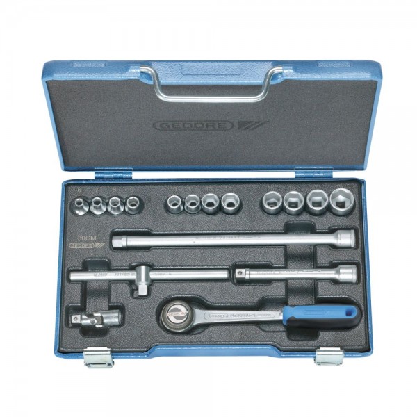 Gedore Serie di chiavi a bussola 3/8" 17 pz. esagonali 6-19 mm - 30 GMU-3
