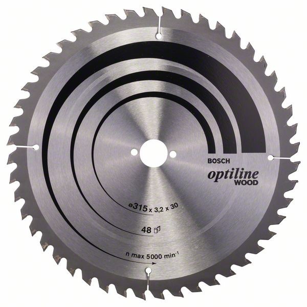Bosch Professional Kreissägeblatt Optiline Wood für Tischkreissägen, 315 x 30 x 3,2 mm, 48