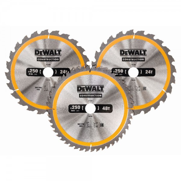 DeWALT Kreissaegeblatt-Set für Stationärsägen, 3-tlg - DT1963-QZ