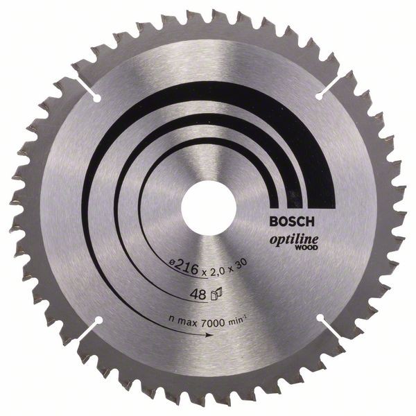 Bosch Professional Kreissägeblatt Optiline Wood für Kapp- und Gehrungssägen, 216 x 30 x 2,0 mm, 48
