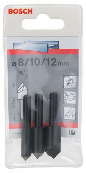 Bosch Kegelsenker-Set, 3-teilig, 50 mm / 6 - 8 mm / 8, 10, 12 mm