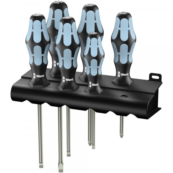 Wera 3334/3355/6 Jeu de tournevis, acier inoxydable + Rack, 6 pièces - 05032061001
