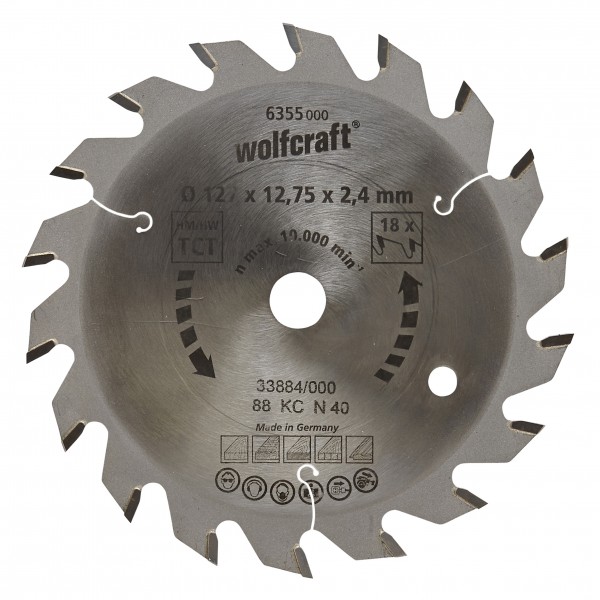 Wolfcraft Lame de scie circulaire CT, 127x12.75x2.4 mm, 18 dents