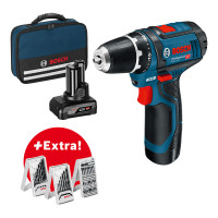 Bosch Professional Akku-Bohrschrauber GSR 12V-15, in Tasche mit Zubehör - 0615990G6L