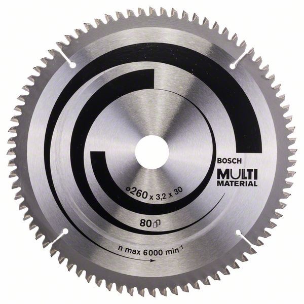 Bosch Professional Kreissägeblatt Multi Material, 260 x 30 x 3,2 mm, 80