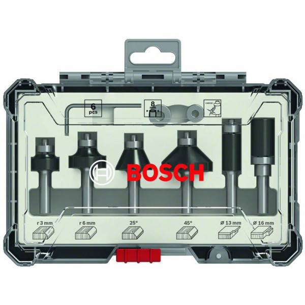 Bosch Set frese da 6 pz. Trim&Edging codolo da 1/4" - 2607017470
