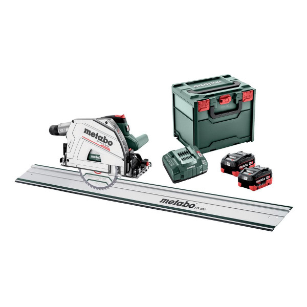 Metabo Set Akku-Tauchkreissäge KT 18 LTX 66 BL Set, mit Führungsschiene FS 160, metaBOX 340, 18V 2x8Ah LiHD + ASC 145 - 691172810