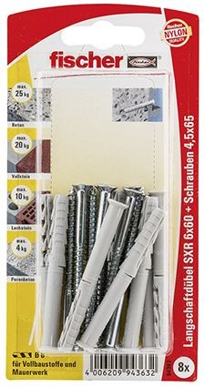 Fischer Langschaftdübel SXR 6 x 60 Z K SB-Karte - 1 Stück