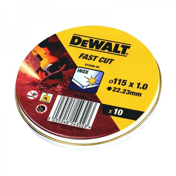 DeWALT Dischi abrasivi per taglio inox 115 mm x 1.0 mm, 10 pezzi - DT3506-QZ