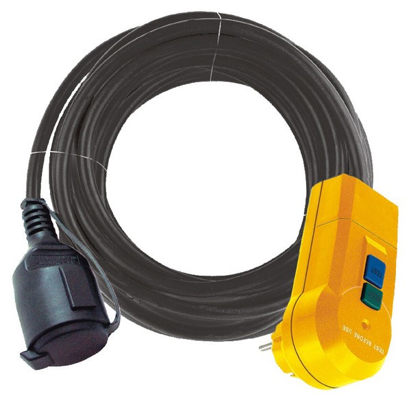 Brennenstuhl Cable adaptador de protección FI IP44, 2m negro H07RN-F 3G1,5 - 1160370