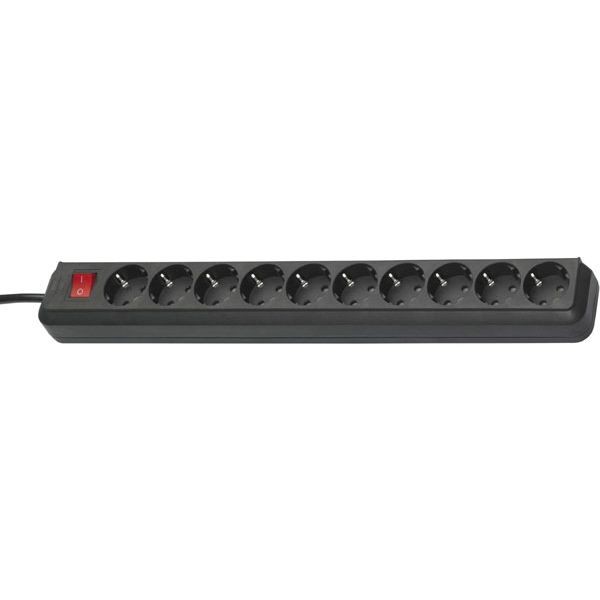 Brennenstuhl Steckdosenleiste Eco-Line mit Schalter 10-fach, schwarz 3m