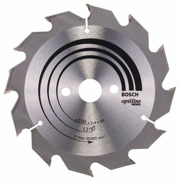 Bosch Professional Kreissägeblatt Optiline Wood für Handkreissägen, 150 x 20/16 x 2,4 mm, 12