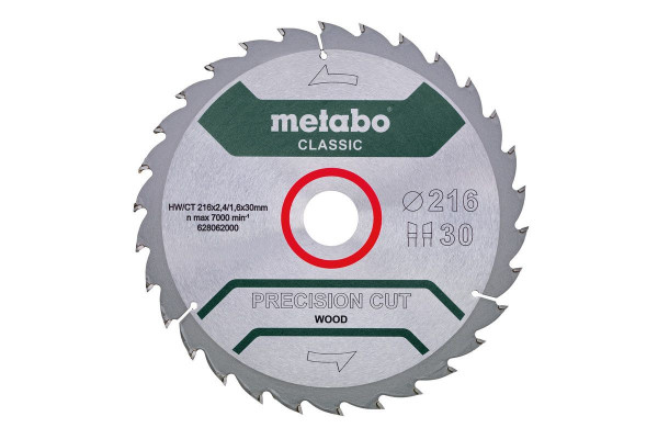 Metabo Sägeblatt "Precision cut wood - Classic", 254x2,4/1,6x30, Z40 WZ 20° /B - 628326000