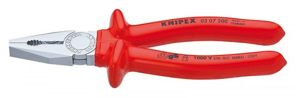 Knipex Pinza universale cromata isolati ad immersione, collaudati VDE 180 mm - 03 07 180