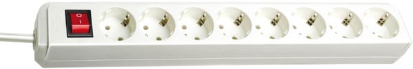 Brennenstuhl Prolongateur multiprise Eco-Line avec interrupteur, câble 1,5 mm² Ø , 8 prises Blanc