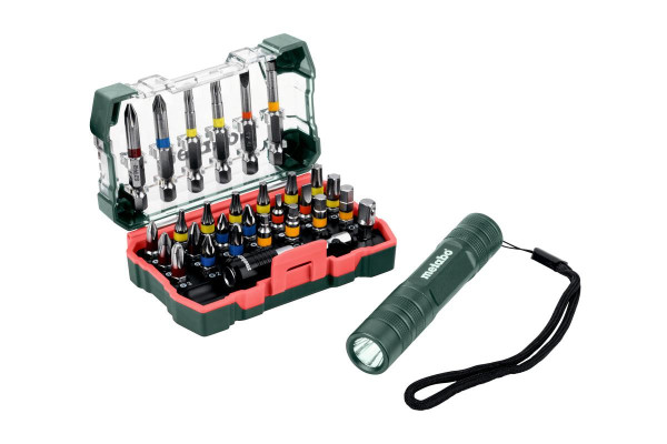 Metabo Caja de puntas SP, 29 piezas + Mini Flash light (626721000)