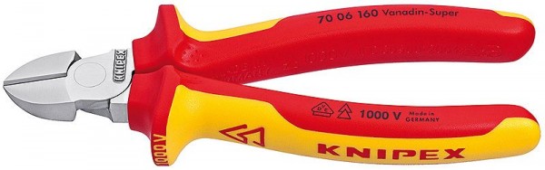 Knipex Zijsnijtang verchroomd geïsoleerd met meer-componentengrepen, VDE-getest 140 mm - 70 06 140 SB