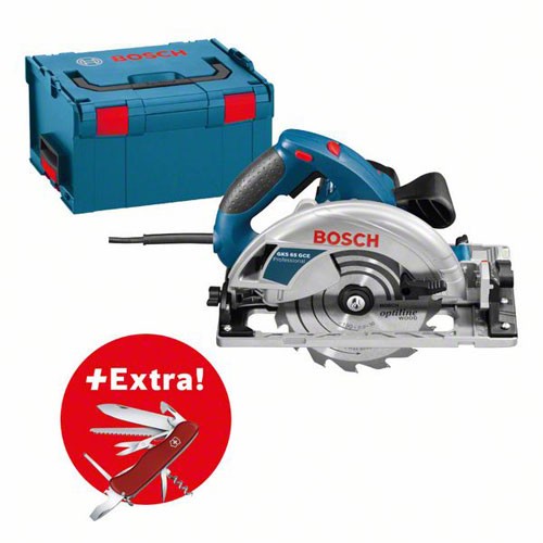 Bosch Scie circulaire GKS 65 GCE + couteau pliant Victorinox dans L-BOXX - 0615990K5K