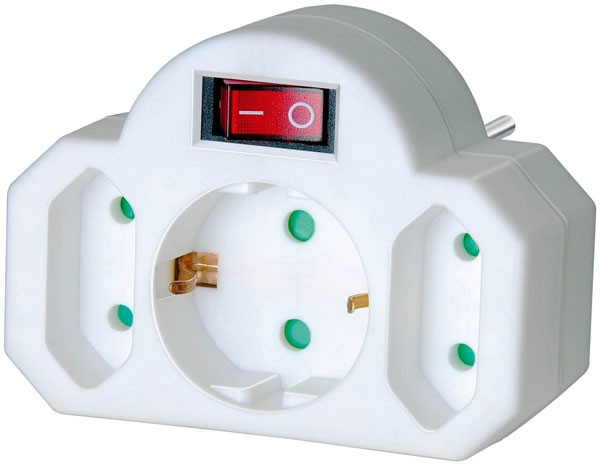 Brennenstuhl Adapterstecker Euro 2 + Schutzkontakt 1 mit Schalter