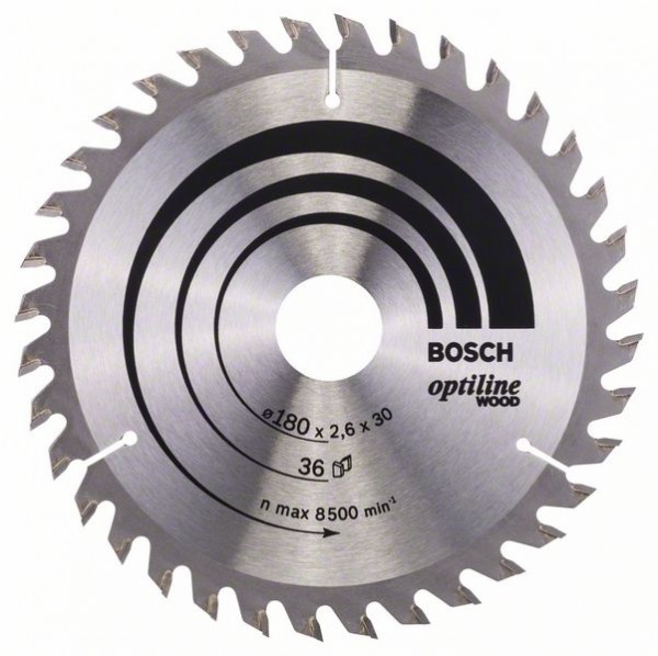 Bosch Professional Kreissägeblatt Optiline Wood für Handkreissägen, 180 x 30/20 x 2,6 mm, 36