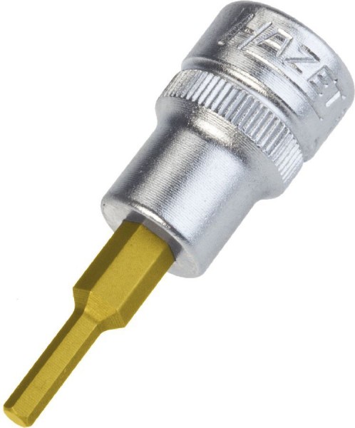 Hazet Schroevendraaier-dopsleutelbit - Vierkant hol 10 mm (3/8 inch) - Binnenzeskant-profiel - Sleutelwijdte: 1/8 - Totale lengte: 50 mm - 8801A-1/8