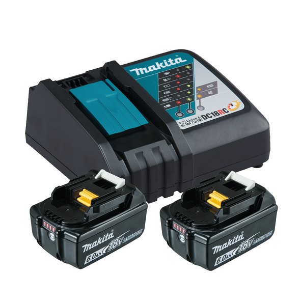 Makita Power Source Kit Li 18,0V 6Ah inkl. Schnellladegerät DC18RC und 2 Akkus im Karton - 199480-6