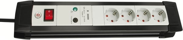 Brennenstuhl Premium-Line Tecnologica di protezione sovratensione 30.000 A presa quadrupla nero/grigio chiaro 1,8 m H05VV-F 3G1,5
