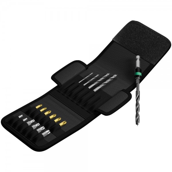 Wera 849/855/867/18 Inserti a punta elicoidale per legno e assortimento di inserti, 18 pezzi - 05104653001