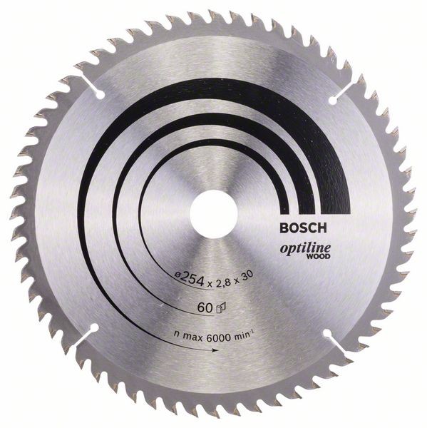 Bosch Professional Kreissägeblatt Optiline Wood für Kapp- und Gehrungssägen, 254 x 30 x 2,8 mm, 60