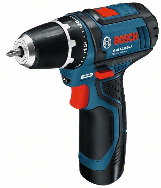 Bosch Accuschroefboormachine GSR 10,8-2-LI / GSR 12V-15, met 2 x 2,0 Ah Li-Ion, in Karton - 060186810C