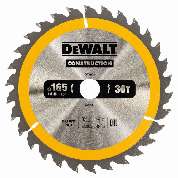 DeWALT Lama per seghe circolari portatili, 165/20 mm, 30 denti - DT1935-QZ