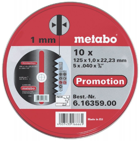 Metabo Meules de tronçonnage Inox, TF 41, dans un boîtier métallique 115x1x22,23 Inox - 616358000