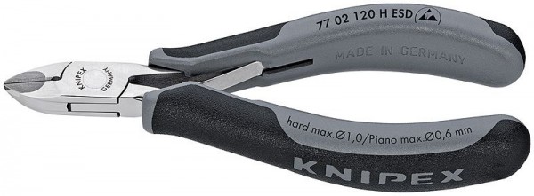 Knipex Elektronica-zijsnijtang ESD met ingezette snijkant van hard metaal 120 mm - 77 02 120 H ESD