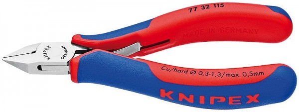 Knipex Elektronica-zijsnijtang spiegelgepolijst met meer-componentengrepen 115 mm - 77 32 115 SB