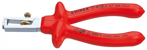 Knipex Afstriptang verchroomd dompelisolatie, VDE-getest 160 mm - 11 07 160