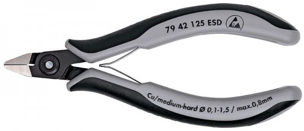Knipex Precisie elektronica-zijsnijtang ESD met meer-componentengrepen 125 mm - 79 42 125 ESD