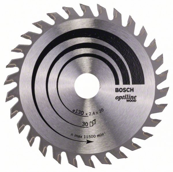 Bosch Professional Kreissägeblatt Optiline Wood für Handkreissägen, 130 x 20/16 x 2,4 mm, 30