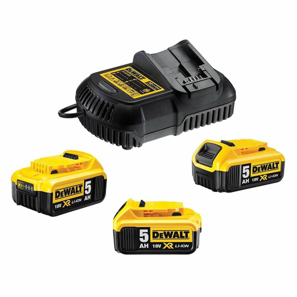 DeWALT Kit 3 Baterías carril XR 18V Li-Ion 5Ah y Cargador XR 12V-18V - DCB115P3-QW