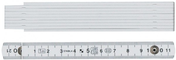 Stabila Doppiometro pieghevole in plastica modello 1107, 2 m, bianco, scala graduata - 01701