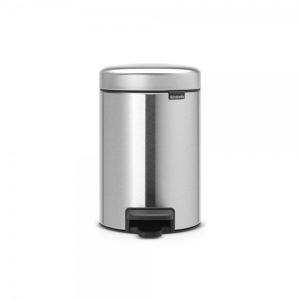 Brabantia Poubelle à Pédale newIcon, 3 litres, Fermeture Silencieuse, Seau en Plastique - Matt Steel