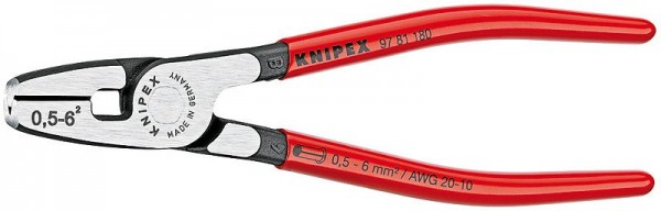 Knipex Krimptang voor adereindhulzen met voorinvoering met kunststof bekleed 180 mm - 97 81 180