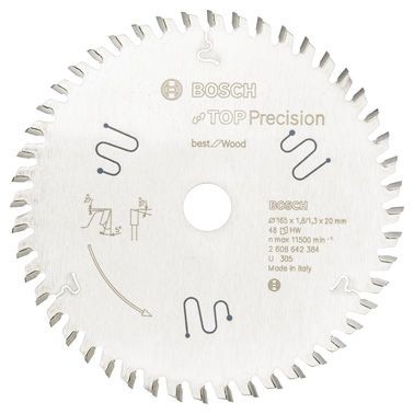 Bosch Cirkelzaagblad Top Precision Best for Wood 165 x 20 x 1,8 mm, 48