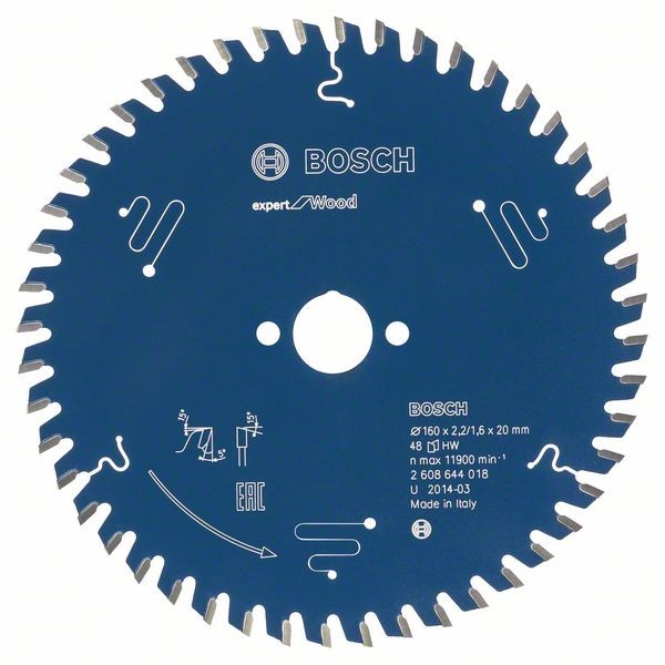 Bosch Kreissägeblatt Expert for Wood, 160 x 20 x 2,2 mm, 48