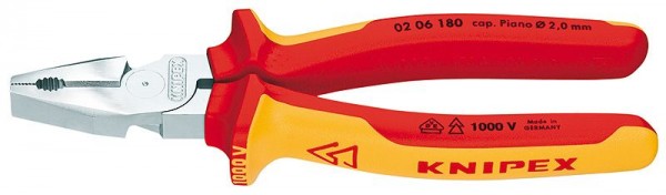 Knipex Kracht-Kombitangen lange snijkanten voor dikke kabels, 225 mm - 0206225