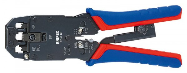 Knipex Krimptang voor Western-stekkers gebruineerd met meer-componentengrepen 200 mm - 97 51 12
