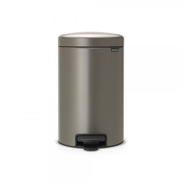 Brabantia Poubelle à Pédale newIcon, 12 litres, Fermeture Silencieuse, Seau en Plastique - Platinum
