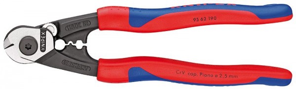 Knipex Staaldraadschaar gesmeed gebruineerd met meer-componentengrepen 190 mm - 95 62 190 SB